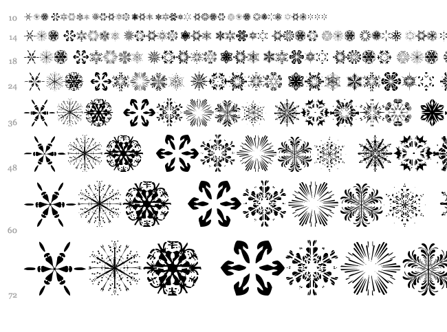 Snowflakes TFB font waterfall